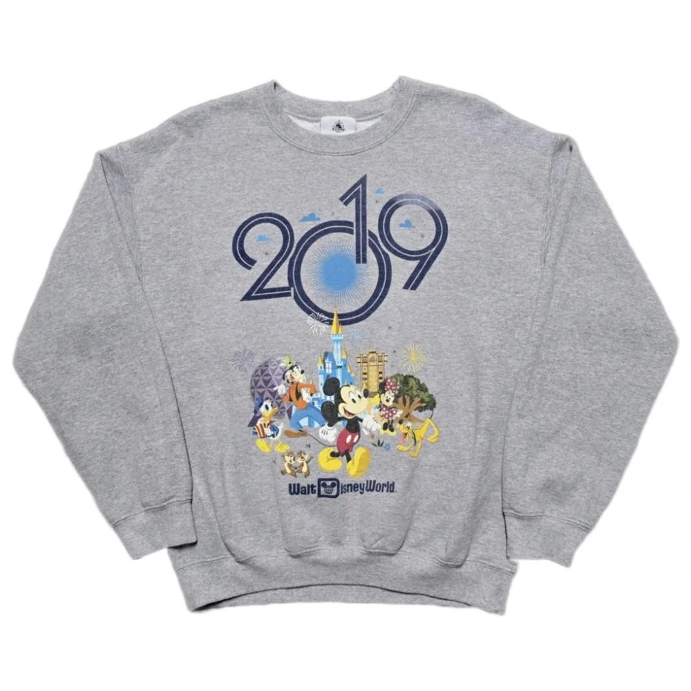 Disney Parks Walt Disney World Mickey Mouse Gray Pullover Sweatshirt Mens Medium